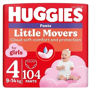 Scutece chilotel Huggies Little Movers 4, Girl, 9-14 kg, 104 buc