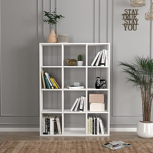 Biblioteca UnicUtil UUBIB37, Pure Harmony, 93.6 x 22 x 124.2 cm, Alb