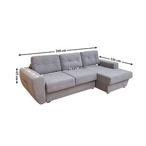 Coltar extensibil Edison Vega 10, Dreapta, 260 x 213 x 65 cm, Gri