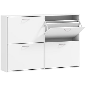 Dulap pantofi capacitate 24 perechi HomCom, 120x24x81cm, Lemn, Alb