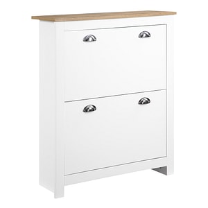 Dulap pentru pantofi cu 2 sertare pentru 12 perechi de incaltaminte HomCom, 79cm x 23cm x 90.5cm, MDF, Alb