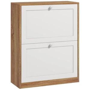 Dulap Ingust pentru pantofi sertare rabatabile pentru 12 perechi de pantofi pentru hol HomCom, 60x24.5x75.5cm, PAL, Alb