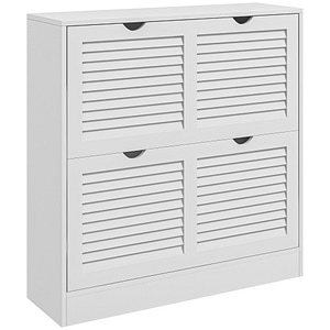 Dulap Ingust pentru 16 perechi de pantofi usi rabatabile design de usa pentru hol HomCom, 81.5x25x83cm, PAL, Alb