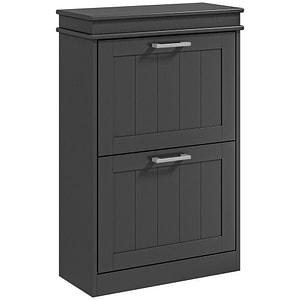 Dulap pentru pantofi cu 2 sertare pentru 10 perechi de pantofi HomCom, 54x24x82.5 cm, MDF, Negru