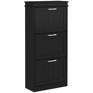 Dulap pentru depozitarea pantofilor cu 3 sertare rabatabile pentru 15 perechi de pantofi HomCom, 54x24x117.5cm, MDF, Negru