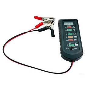 Tester Digital de Baterie Auto Techstar 12V/24V cu Afisaj LED, Diagnostic Alternator si Indicator Stare Acumulator  Compatibil Autoturisme, Camioane, SUV