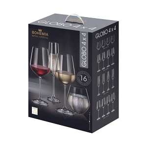 Set 16 pahare cristal Bohemia Globo, 210/490/500/600ml