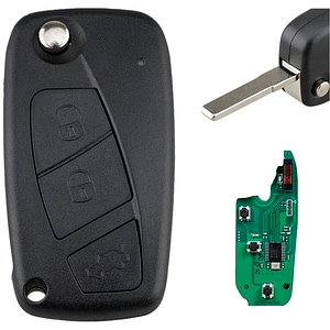 Cheie Auto Programabila Completa 433MHz, cu 3 butoane, compatibila Fiat Qubo, Fiorino, Doblo, Punto, Citroen Nemo, Peugeot Bipper  cip ID46/PCF7946, sistem Delphi