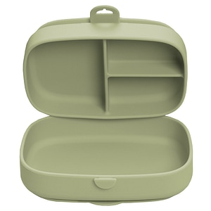 Caserola compartimentata din silicon cu ventuza AppeKids Magic Box, Raw Green