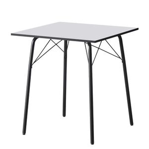 Masa dining DacEnergy, fabricat din MDF, patru picioare negre metalice, design clasic, 4 persoane, 70 x 70 x 75 cm, alba