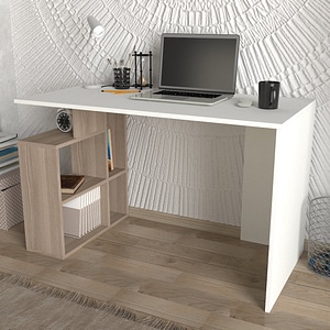Birou Pure OakSpace UnicUtil, 120 x 60 x 73.8 cm, Alb si Crem, UUDESK22