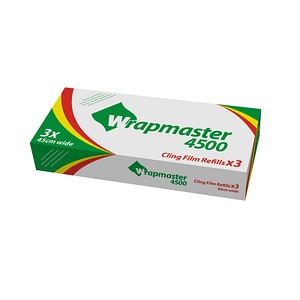 Folie alimentara Wrapmaster din PVC, set de 3 role de 45 cm x 300m