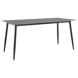 Masa de sufragerie DacEnergy, blat solid, atemporal din piatra cu decor de marmura gri, picioarele din otel, pentru 6-8 persoane, 160 x 80 x 75 cm, negru