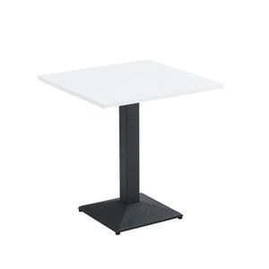 Masa de sufragerie bistro DacEnergy, baza metalica in finisaj negru, blatul din DTD laminat, 70 x 70 x 75 cm, alb