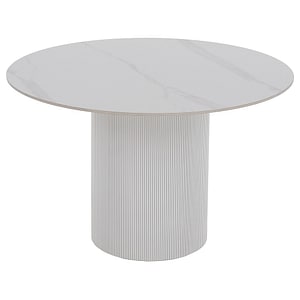 Masa de sufragerie DacEnergy, constructia piciorului din MDF, blatul din piatra slefuita din marmura, 120 x 75 cm, marmura alba