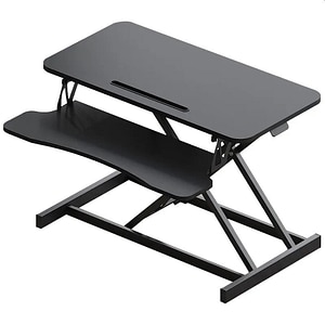 Masa Ajustabila de Birou tip Sit-Stand cu Cadru Metalic si Suport pentru Tastatura, Inaltime Reglabila 14-51 cm, Culoare Negru