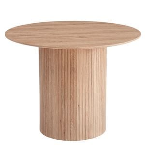 Masa de sufragerie DacEnergy, fabricata din MDF foliat, rotunda, un picior central, 100 x 75 cm, stejar