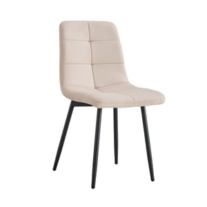 Scaun dining, tapitat, picioare din metal, design elegant si modern, living, bucatarie, 45x58x89 cm, bej, negru
