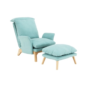 Fotoliu cu taburet, mentol, perne detasabile, moi si confortabile, lemn, design modern si rezistent, living, dormitor, 82x83x99 cm