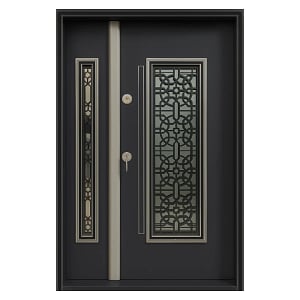 Usa metalica dubla de exterior cu izolatie si vizor Novo Doors NDS1001, Din compozit, 2 yale, Kit complet, 208x100cm, Pentru case