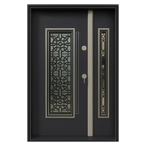 Usa metalica dubla de exterior cu izolatie si vizor Novo Doors NDS1001, Din compozit, 2 yale, Kit complet, 208x100cm, Pentru case