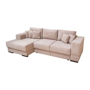 Coltar Extensibil Boston, Cu lada de depozitare, 266 x 112,5 x 90 cm, Stofa Bej Deschis - Vega 05 Stanga