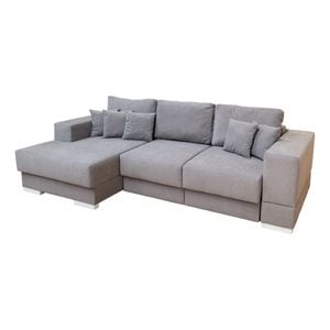 Coltar Extensibil Boston, Cu lada de depozitare, 266 x 112,5 x 90 cm, Stofa Gri - Vega 10 Stanga