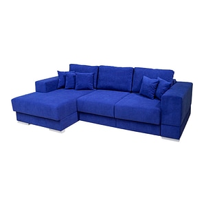 Coltar Extensibil Boston, Cu lada de depozitare, 266 x 112,5 x 90 cm, Stofa Albastra - Vega 38 Stanga