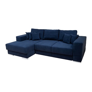 Coltar Extensibil Boston, Cu lada de depozitare, 266 x 112,5 x 90 cm, Stofa Albastra inchis - Vega 39 Stanga