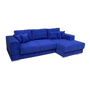 Coltar Extensibil Boston, Cu lada de depozitare, 266 x 112,5 x 90 cm, Stofa Albastra - Vega 38 Dreapta