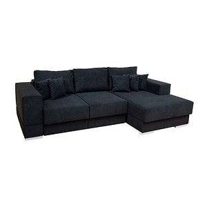 Coltar Extensibil Boston, Cu lada de depozitare, 266 x 112,5 x 90 cm, Stofa Neagra - Vega 70 Dreapta