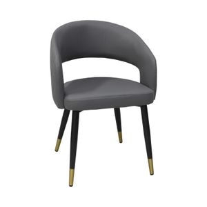 Scaun living  Piele Ecologica Monaco Gri, picioare metalice 