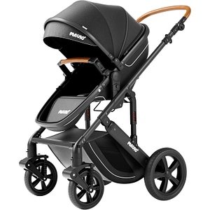 Carucior 2 in 1 pentru bebelusi Mavio Adventure, Landou Reversibil, Inclinare Sezut in 3 Pozitii, Roti Cauciuc, Greutate Maxima 25 kg, Pliabil, Troller, 0 - 36 luni, Negru