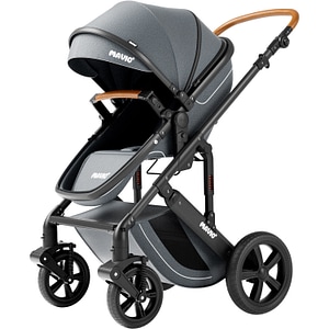 Carucior 2 in 1 pentru bebelusi Mavio Adventure, Landou Reversibil, Inclinare Sezut in 3 Pozitii, Roti Cauciuc, Greutate Maxima 25 kg, Pliabil, Troller, 0 - 36 luni, Negru