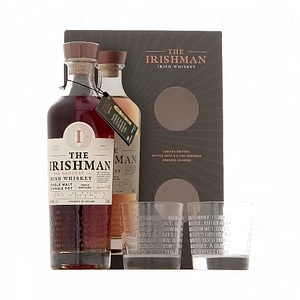 Pachet Cadou Whiskey The Irishman Harvest, 2 Pahare, 40%, 0.7L
