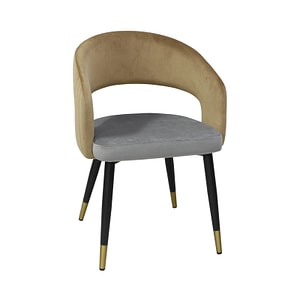 Scaun living Piele Ecologica Monaco Gri & Bej, picioare metalice