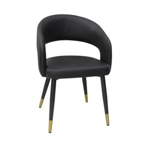  Scaun living Piele Ecologica Monaco Negru, picioare metalice