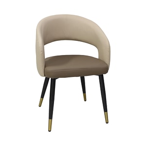 Scaun living Piele Ecologica Monaco Maro & Crem, picioare metalice