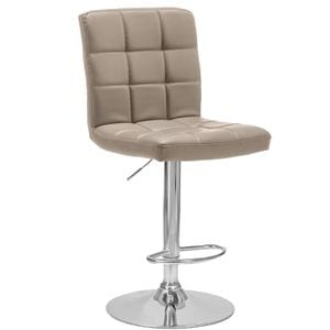 Scaun de bar Quasar & Co., inaltime reglabila, sistem rotire 360, picior antiderapant, baza cromata, suport fix metalic pentru picioare, pretabil bucatarie, piele ecologica, bej