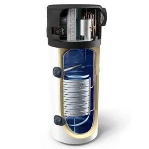 Boiler cu pompa de caldura cu serpentina Tesy AquaThermica Pro HPWH 4.11 FS 200 U01 S, pentru apa calda menajera, clasa energetica A+, 200 litri