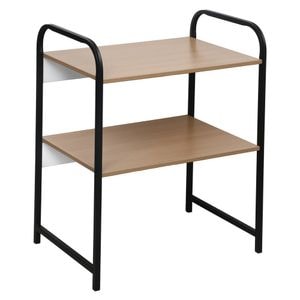 Raft cuptor cu microunde DacEnergy, structura metalica, placa MDF, cu doua polite, 53 x 35 x 67 cm, negru si natural