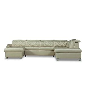 Coltar U Extensibil Tiago, Dreapta, 6 Locuri, Tetiere Reglabile, Crem 330 Cm
