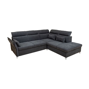 Coltar Extensibil Barry, Vega 34 Dreapta, cu Lada de Depozitare, 272 x 146 x 101 cm, Stofa Gri Inchis