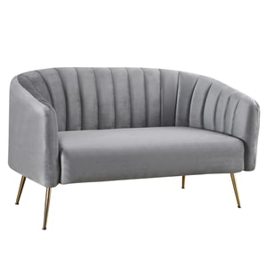 Canapea de design, tapiterie eleganta, picioare din metal gold, umplutura din spuma, confortabila, design de lux, living, dormitor, saloane, alte spatii, 135x78x78 cm, gri