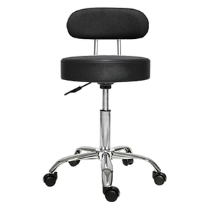 Scaun salon cu spatar Negru, Taburet rotativ pe roti