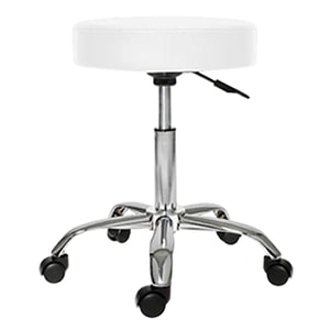 Scaun rotativ pentru salon, Taburet hidraulic pe roti Alb 
