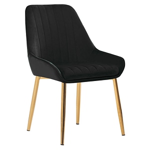 Scaun bucatarie, living DacEnergy, realizat din tesatura catifea si crom, elegant, greutate maxima suportata 90 kg, 56 x 62 x 89 cm, negru si auriu