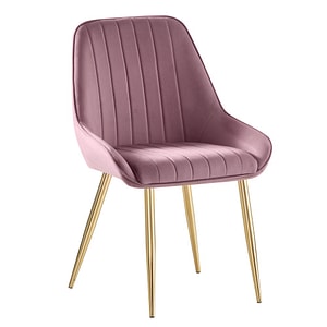 Scaun bucatarie, living DacEnergy, realizat din tesatura catifea si crom, elegant, greutate maxima suportata 90 kg, 56 x 62 x 89 cm, roz si auriu