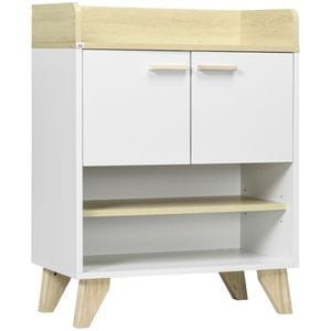 Mobilier multifunctional cu dulap cu 2 usi si compartimente deschise HomCom, 60x30x78cm, pAl, Alb