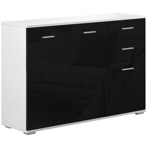 Dulapior-consola cu usi si sertare lucios HomCom, 106 x 76 x 35 cm, pAl, Negru